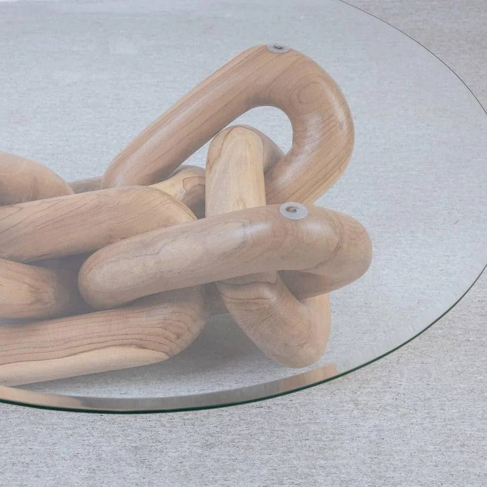Driftwood Knot Glass Coffee Table – Handcrafted Organic Modern Centerpiece - 5