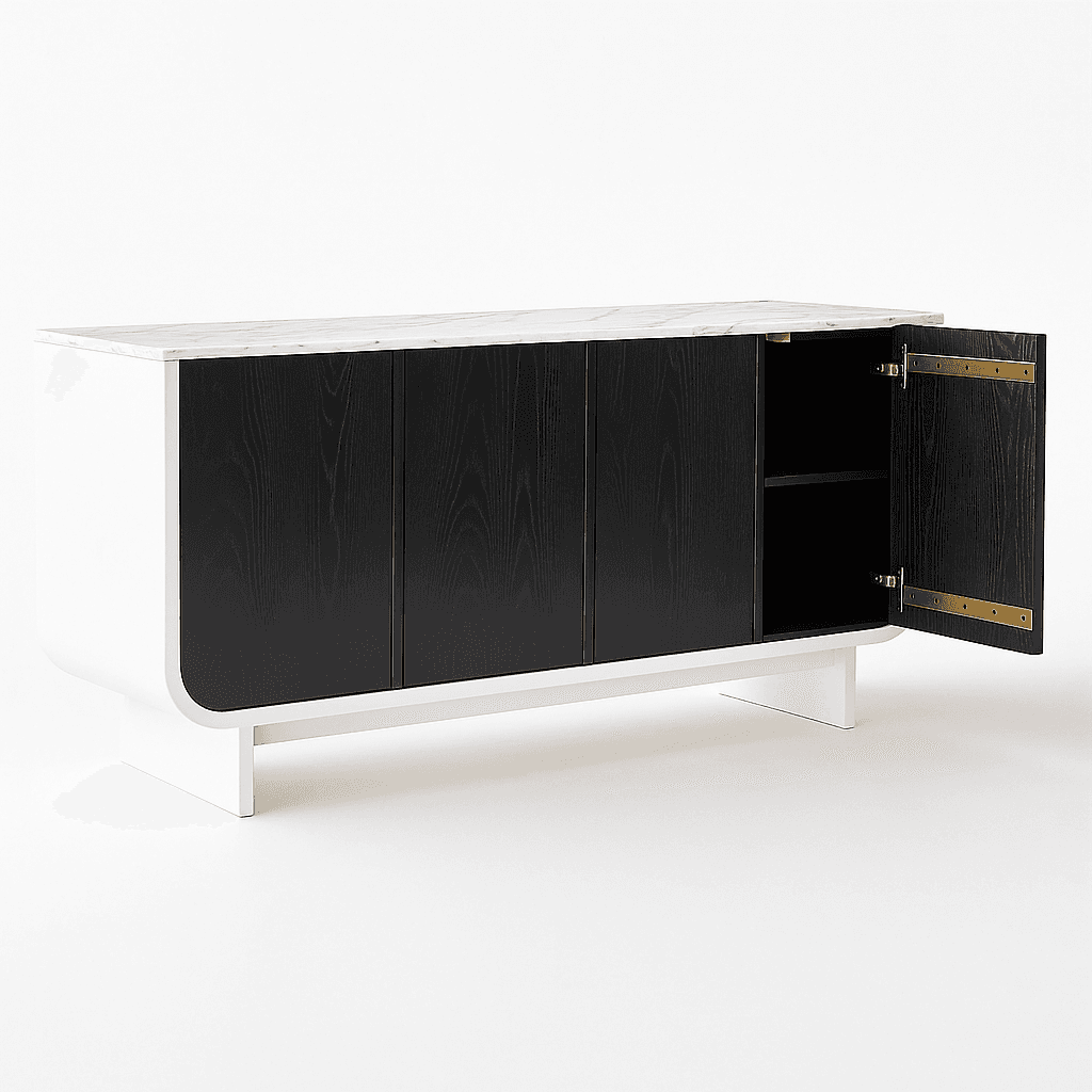 Black Tie Marble Bar / Storage Cabinet - 3