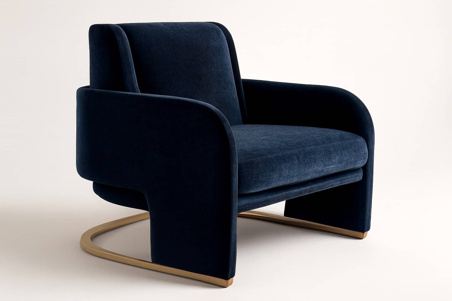 Aurora Velvet Brass Lounge Chair - 1