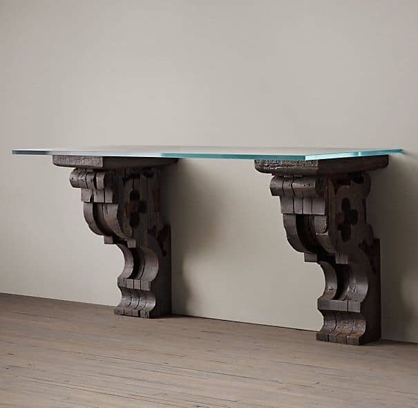 Ornate Carved Console Table with Glass Top - 1