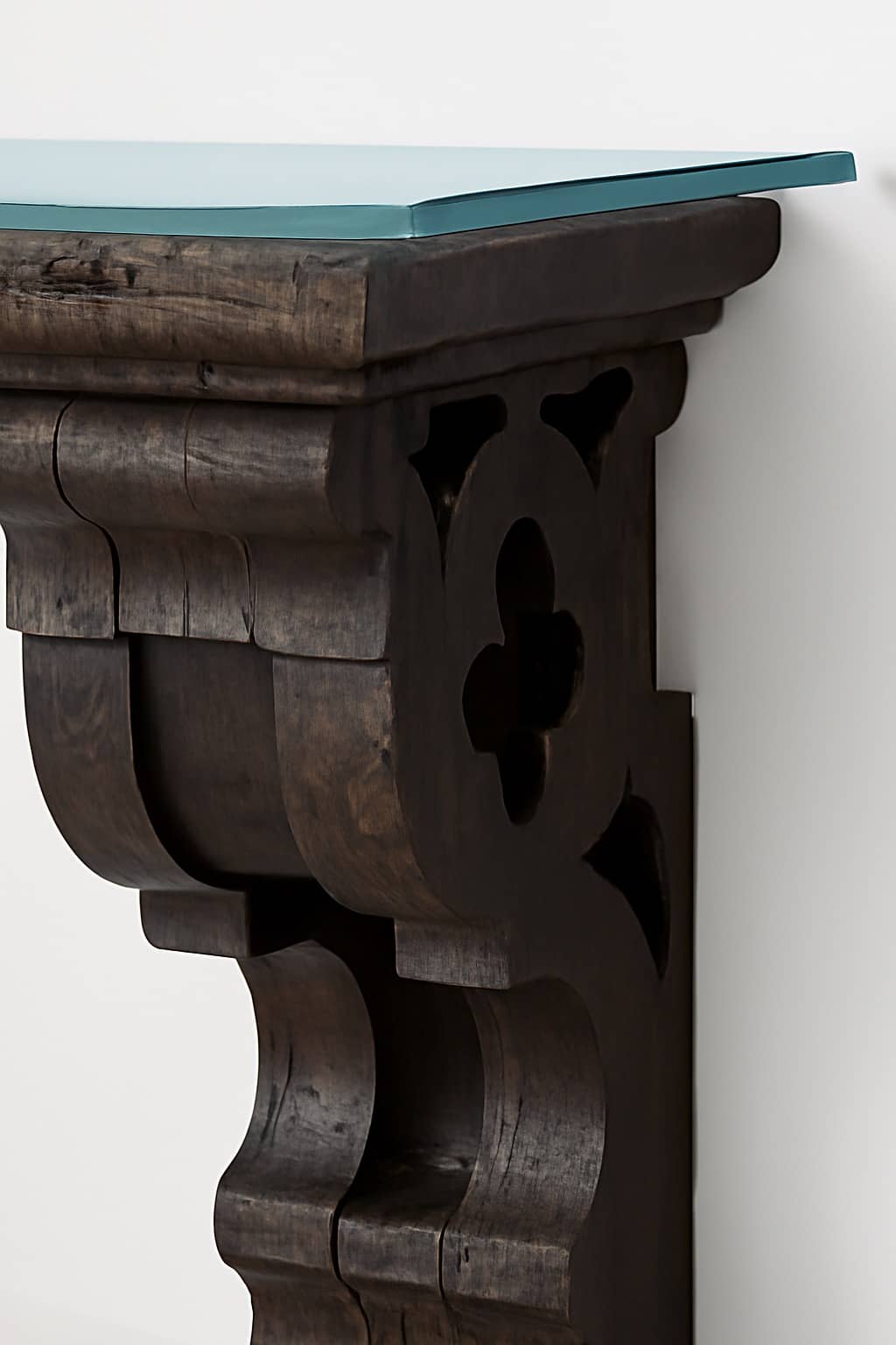 Ornate Carved Console Table with Glass Top - 3