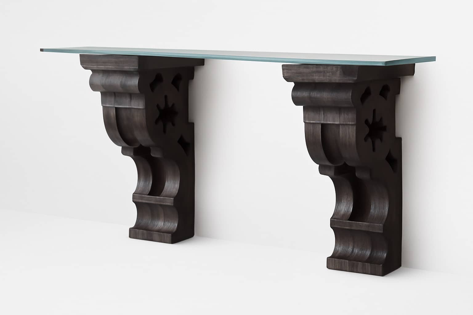 Ornate Carved Console Table with Glass Top - 5
