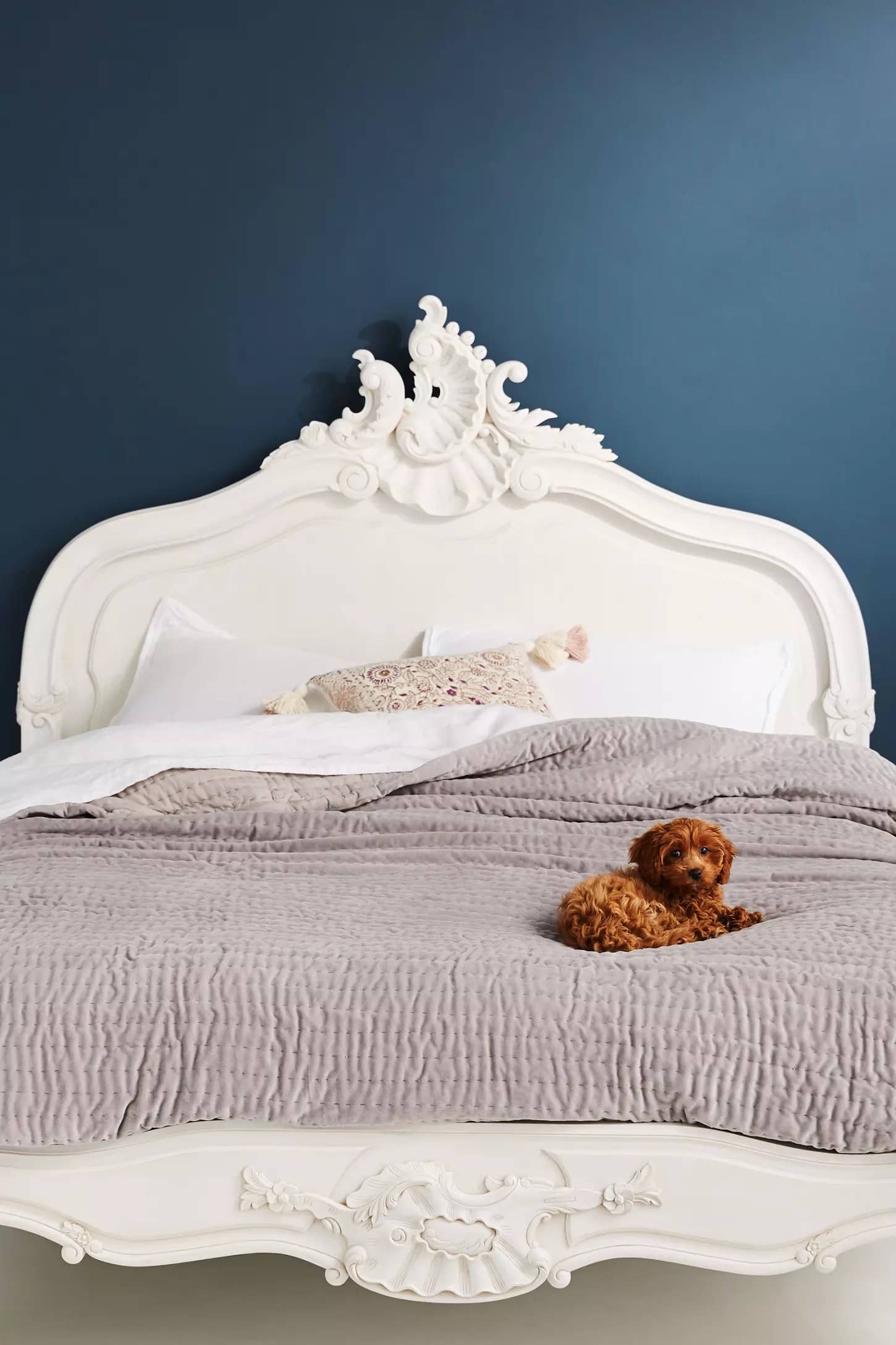 Baroque Noir Carved Bed – Solid Wood Frame - 2