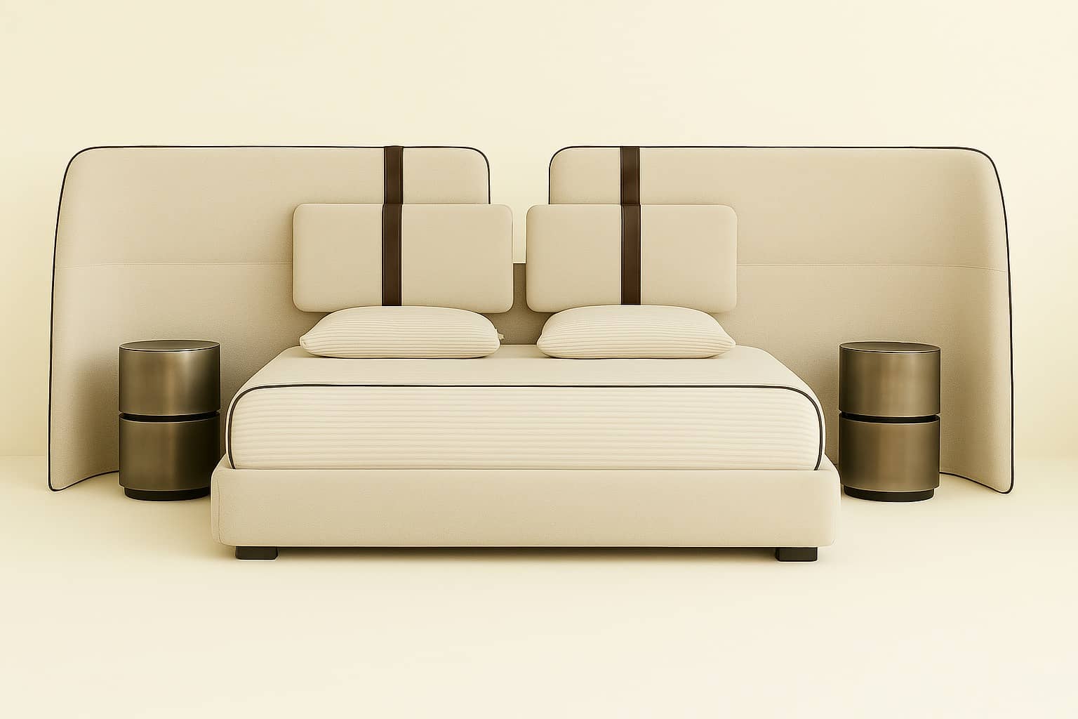 Oslo Luxe Panel Bed – Modern Upholstered Bed with Extended Headboard - 1