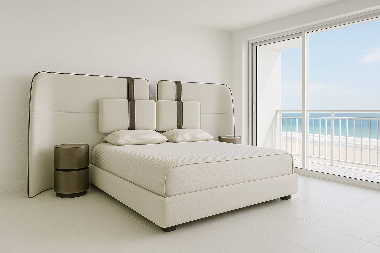 Oslo Luxe Panel Bed – Modern Upholstered Bed with Extended Headboard - 2