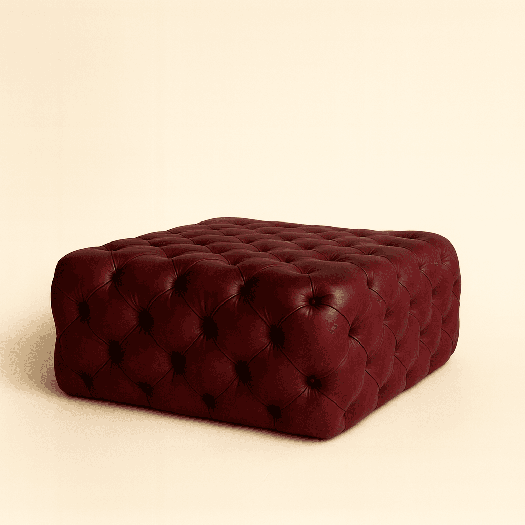 Monarch Leather Ottoman - 1