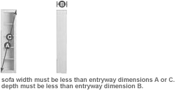 Diagram showing bookcase and armoire height and depth measurements