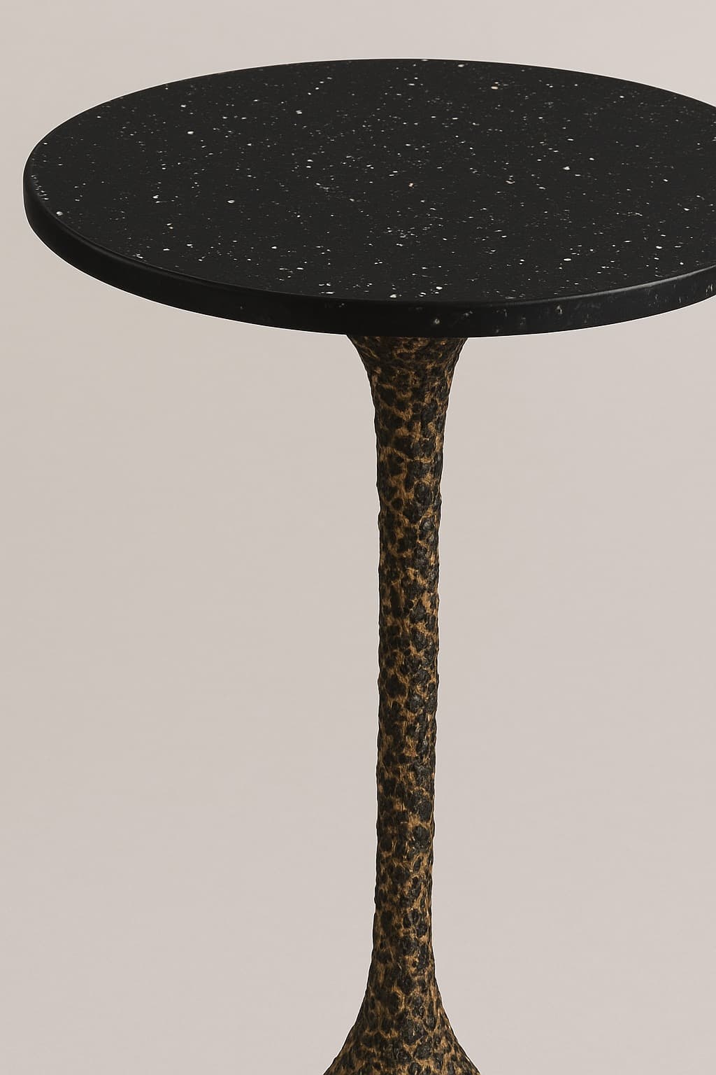 Hammered Bronze Aluminum Side Table with Black Stone Top – 14"x14"x20" | Luxe Accent Table - 3
