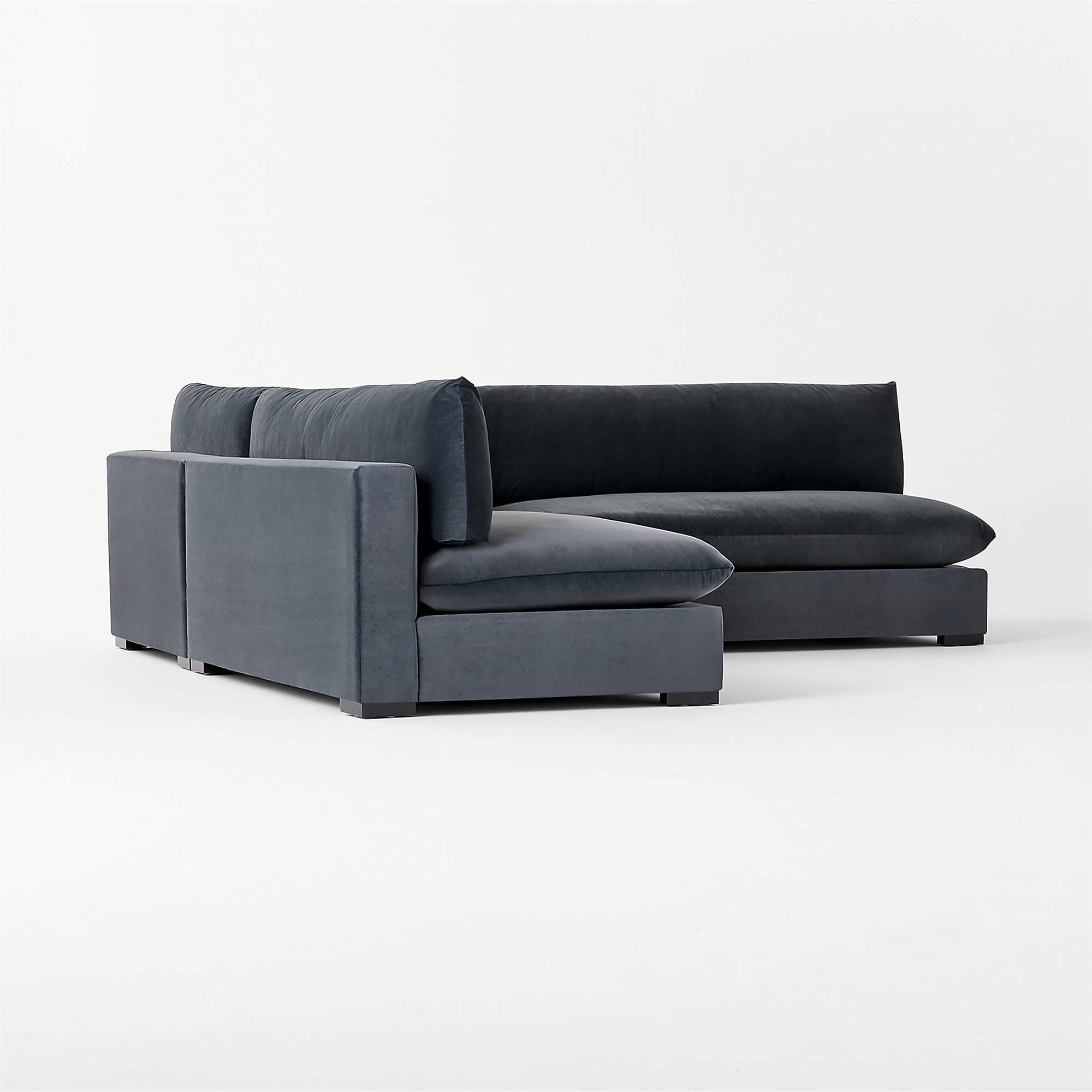 Deuseo 3-Piece Modular Charcoal Grey Performance Velvet Standard Depth Sectional Sofa - 2