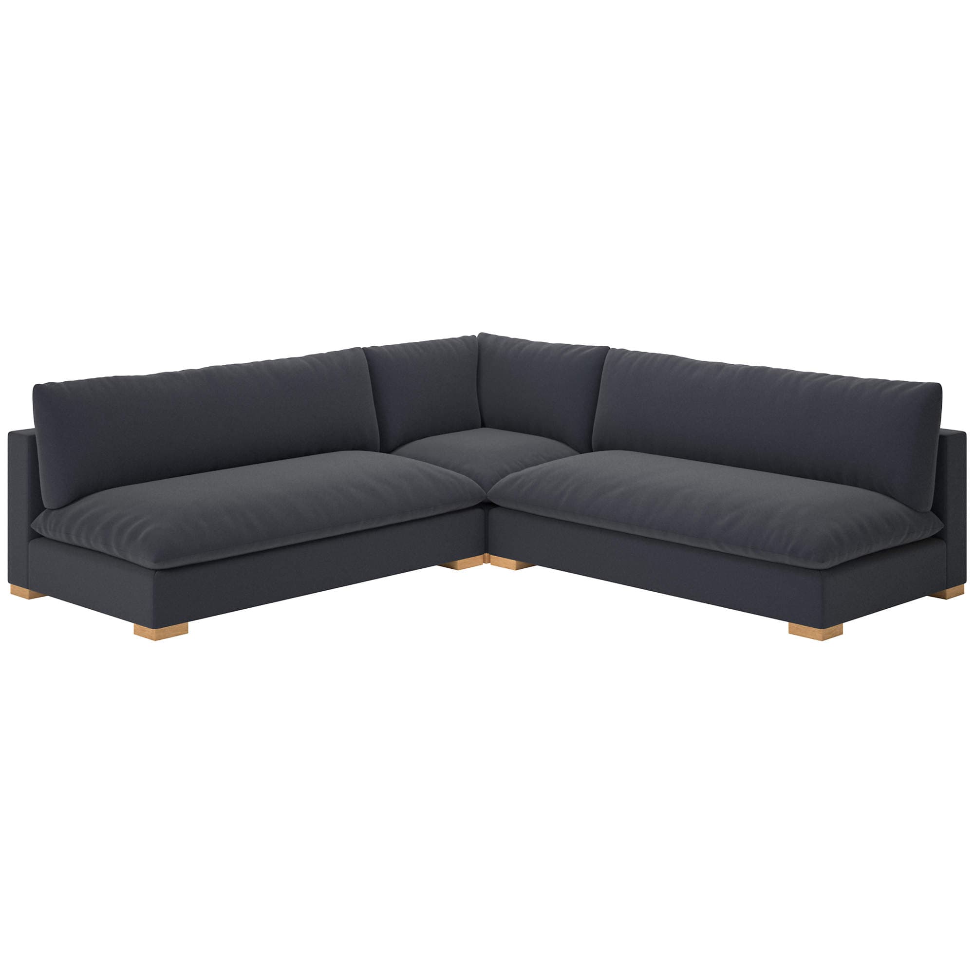 Deuseo 3-Piece Modular Charcoal Grey Performance Velvet Standard Depth Sectional Sofa - Premium Handcrafted Furniture - View 1