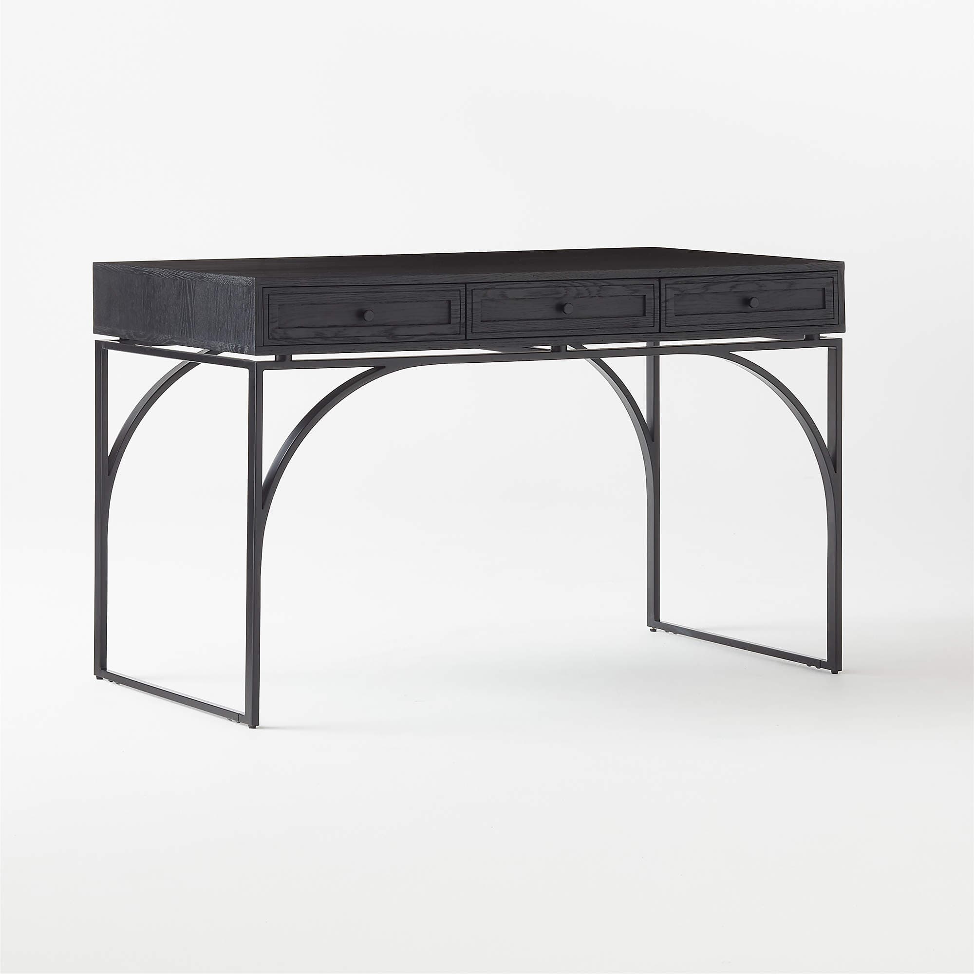 Ebony 3-Drawer Black Oak Desk - 2