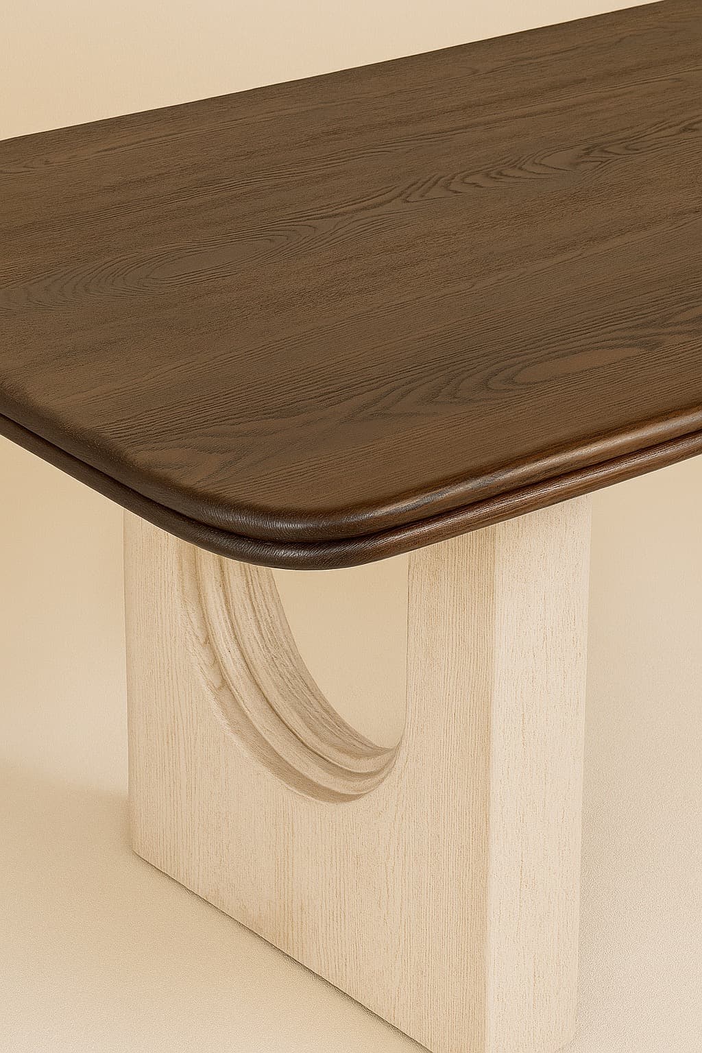 Modern Solid Wood Dining Table – Whitewashed Base with Dark Walnut Top | 8-Seater - 4