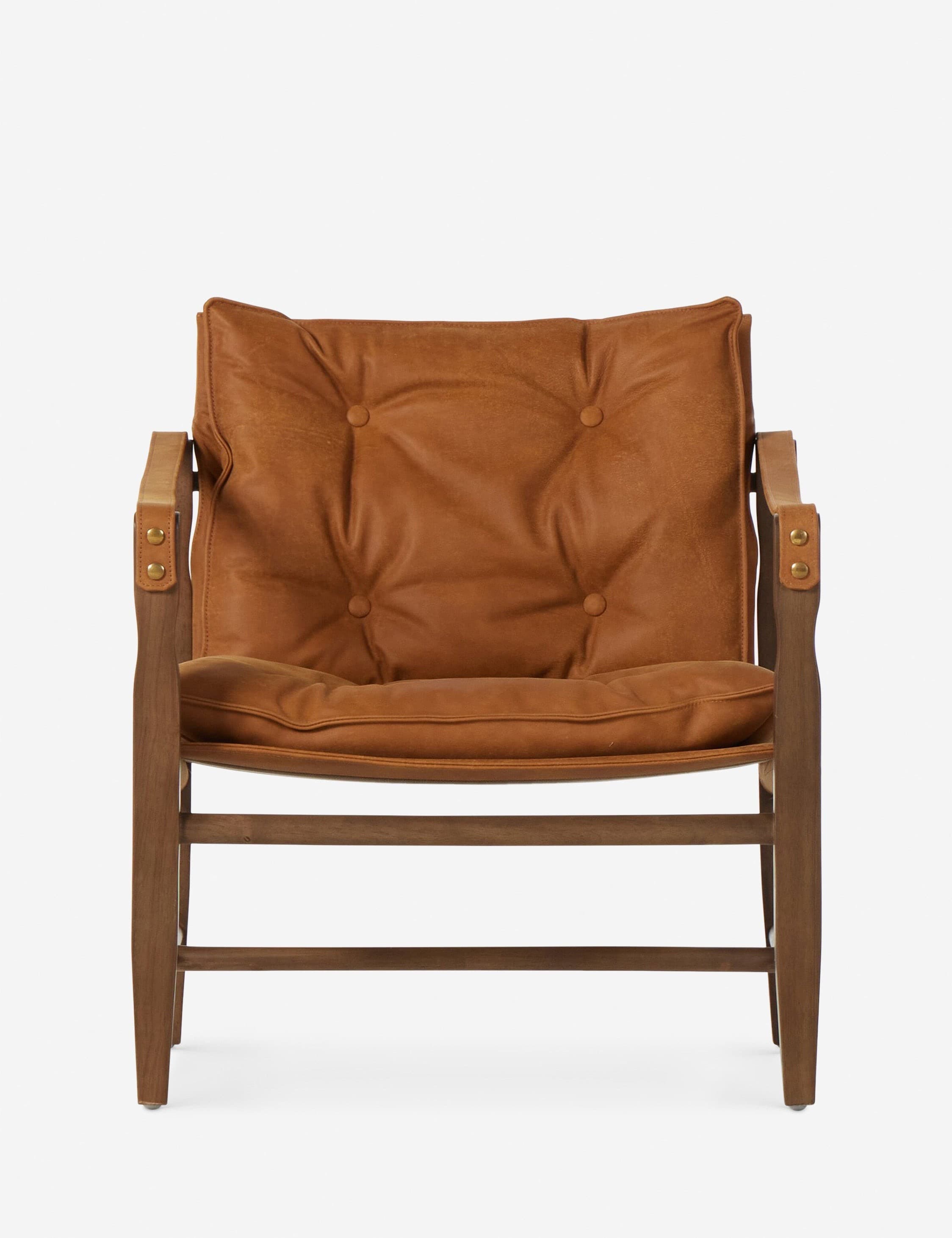 Vintage-Inspired Leather Lounge Chair with Wooden Frame – Classic Modern Accent Piece - 3