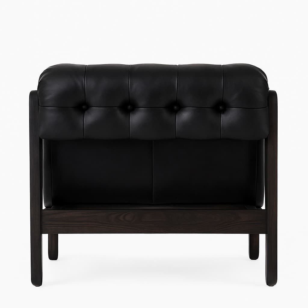 Noir Tufted Black Leather Lounge Chair – Modern Living Room Accent Seating - 4