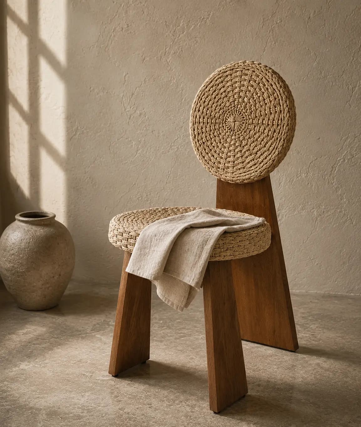 Mandala — Solid Oak & Hand-Braided Rope Dining Chair - 1