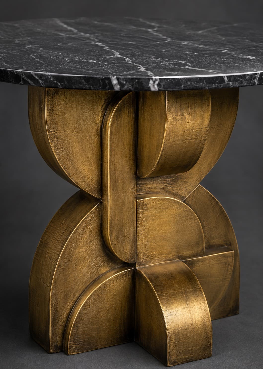 Arcade — Black Marble & Aged Brass Sculptural Dining Table - 4