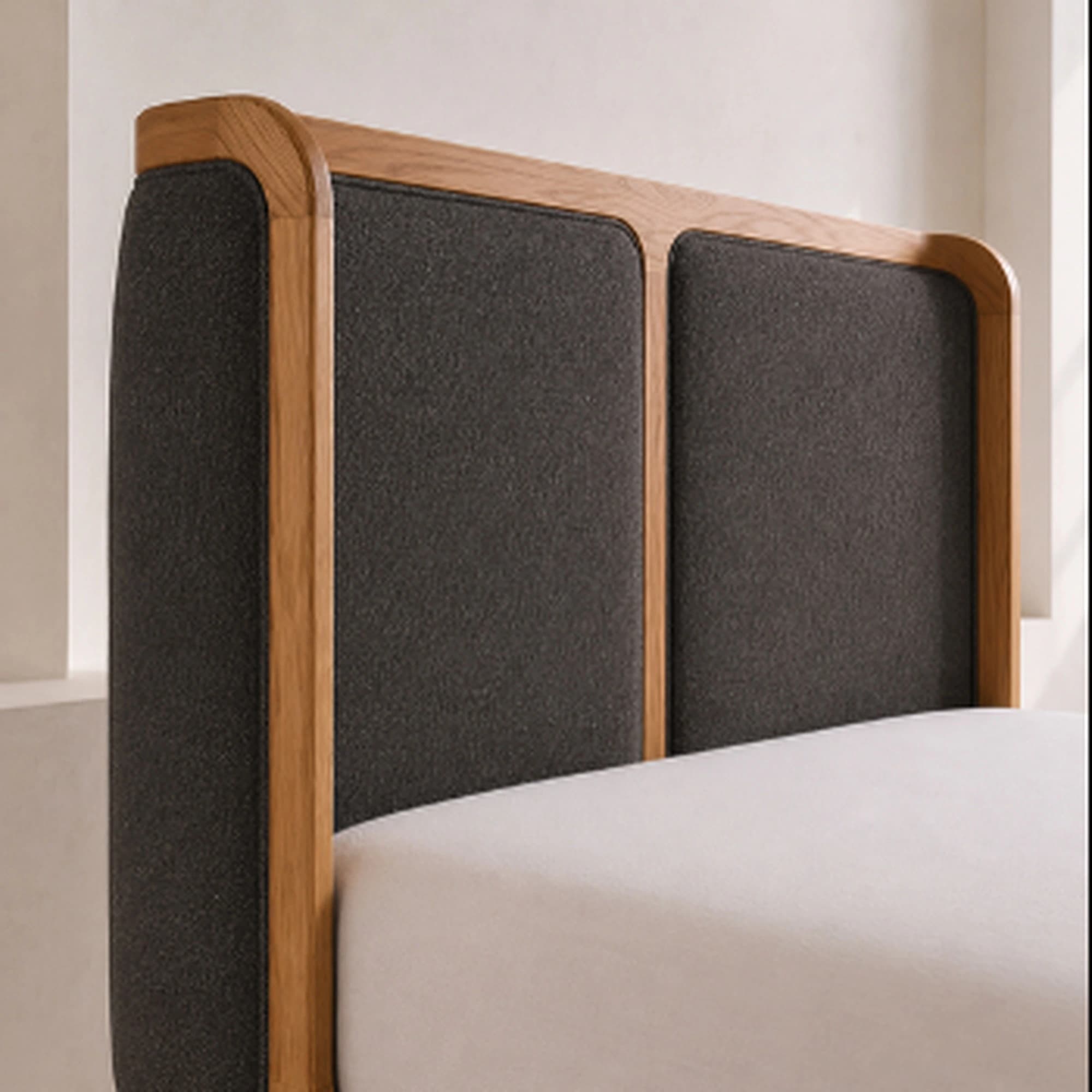 Alden Oak & Charcoal Upholstered Bed - 3