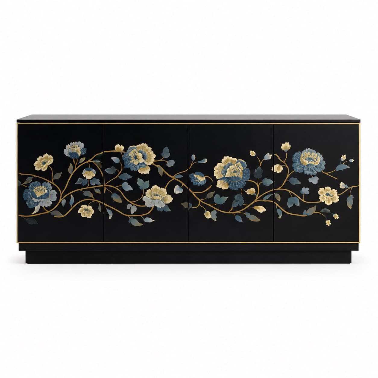 Noir Bloom Hand-Painted Sideboard Black - 1