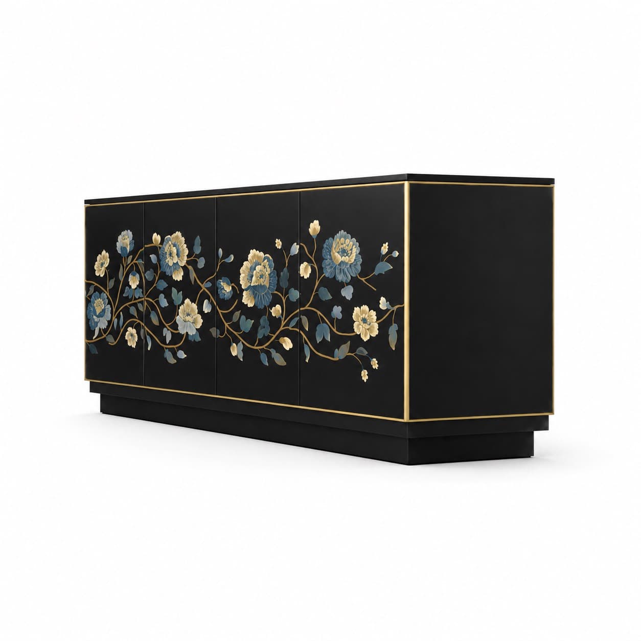 Noir Bloom Hand-Painted Sideboard Black - 2