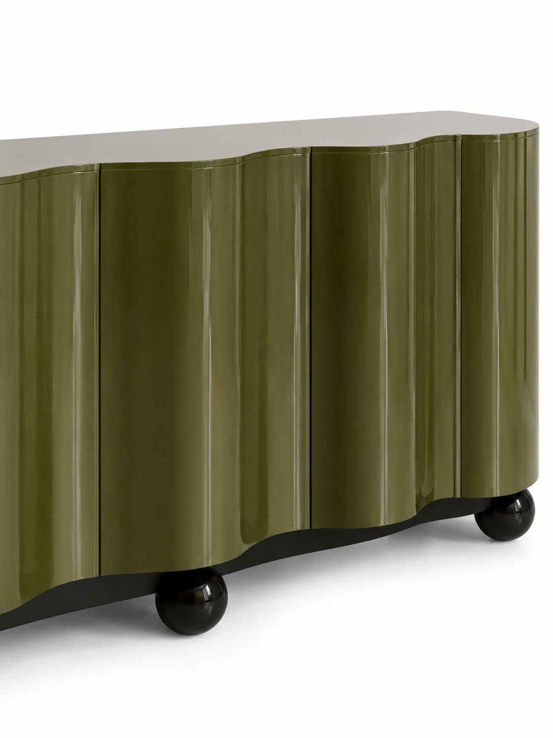 Olive Wave Gloss Sideboard - 4