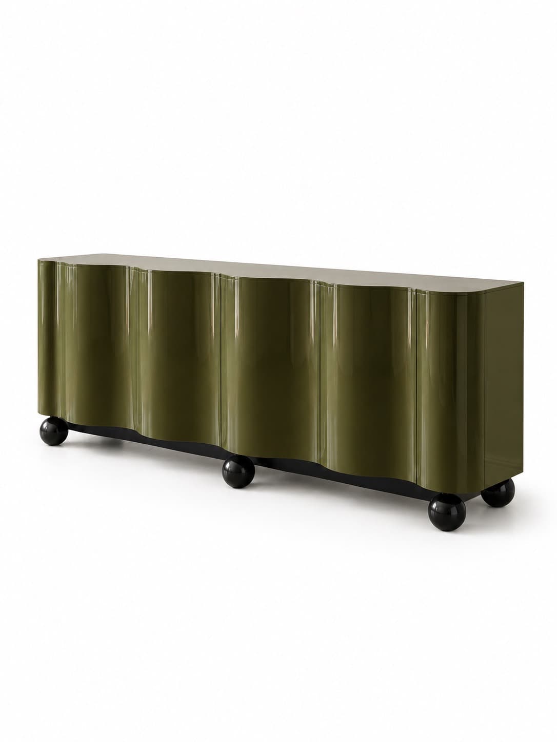 Olive Wave Gloss Sideboard - 2