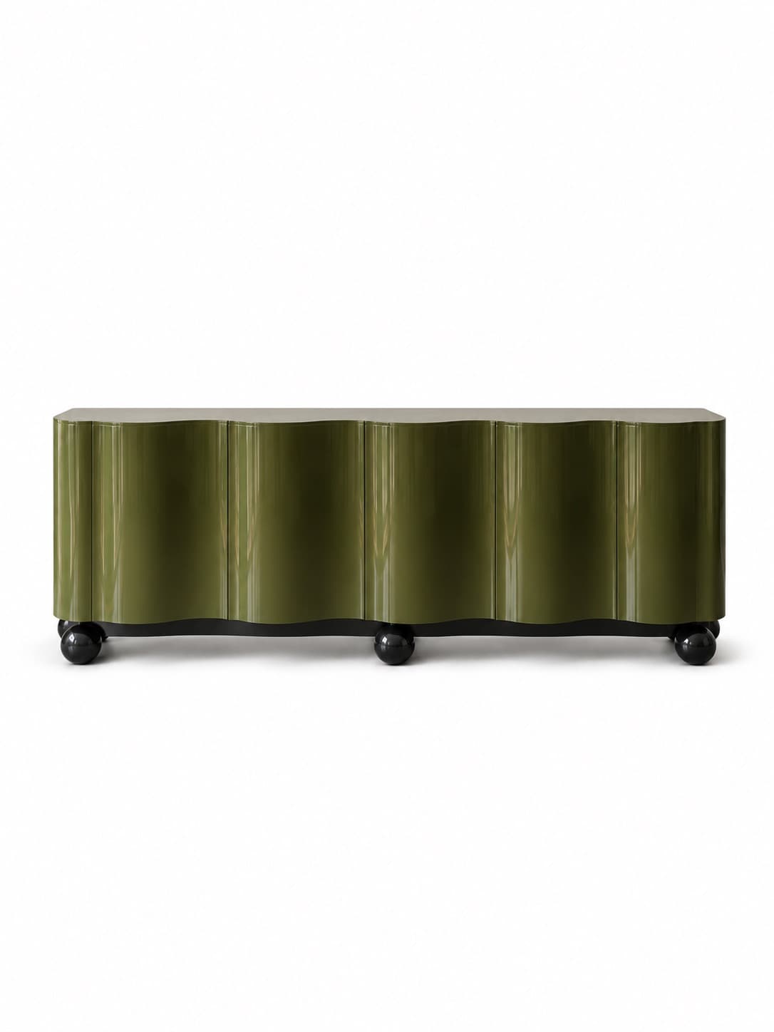 Olive Wave Gloss Sideboard - 1