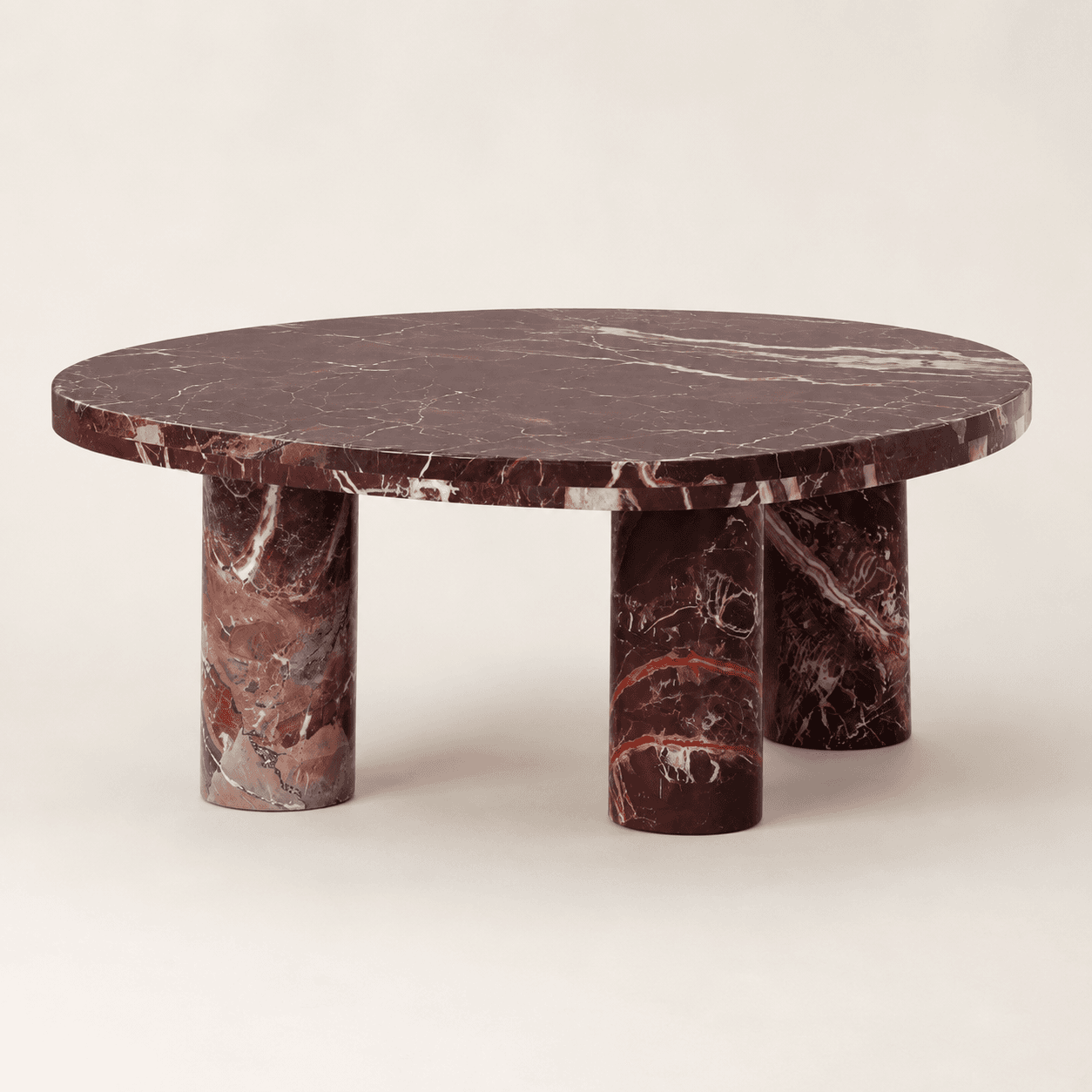 Vespera Rosso Levanto Marble Coffee Table – 48″ Round - 1