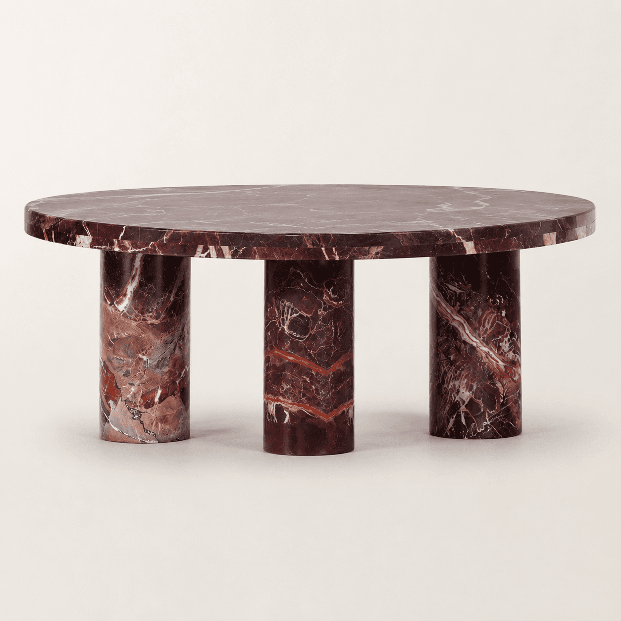 Vespera Rosso Levanto Marble Coffee Table – 48″ Round - 2