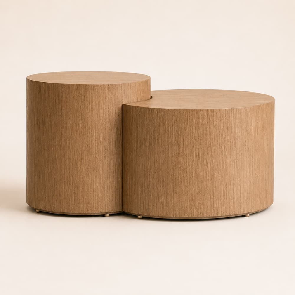 Confluence Interlocking Oak Coffee Table Set - 2