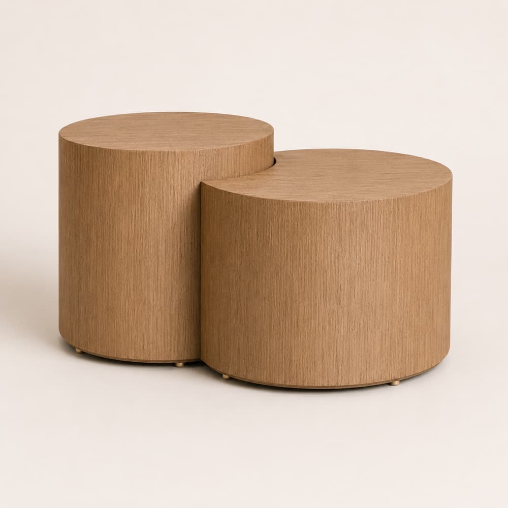 Confluence Interlocking Oak Coffee Table Set - 4