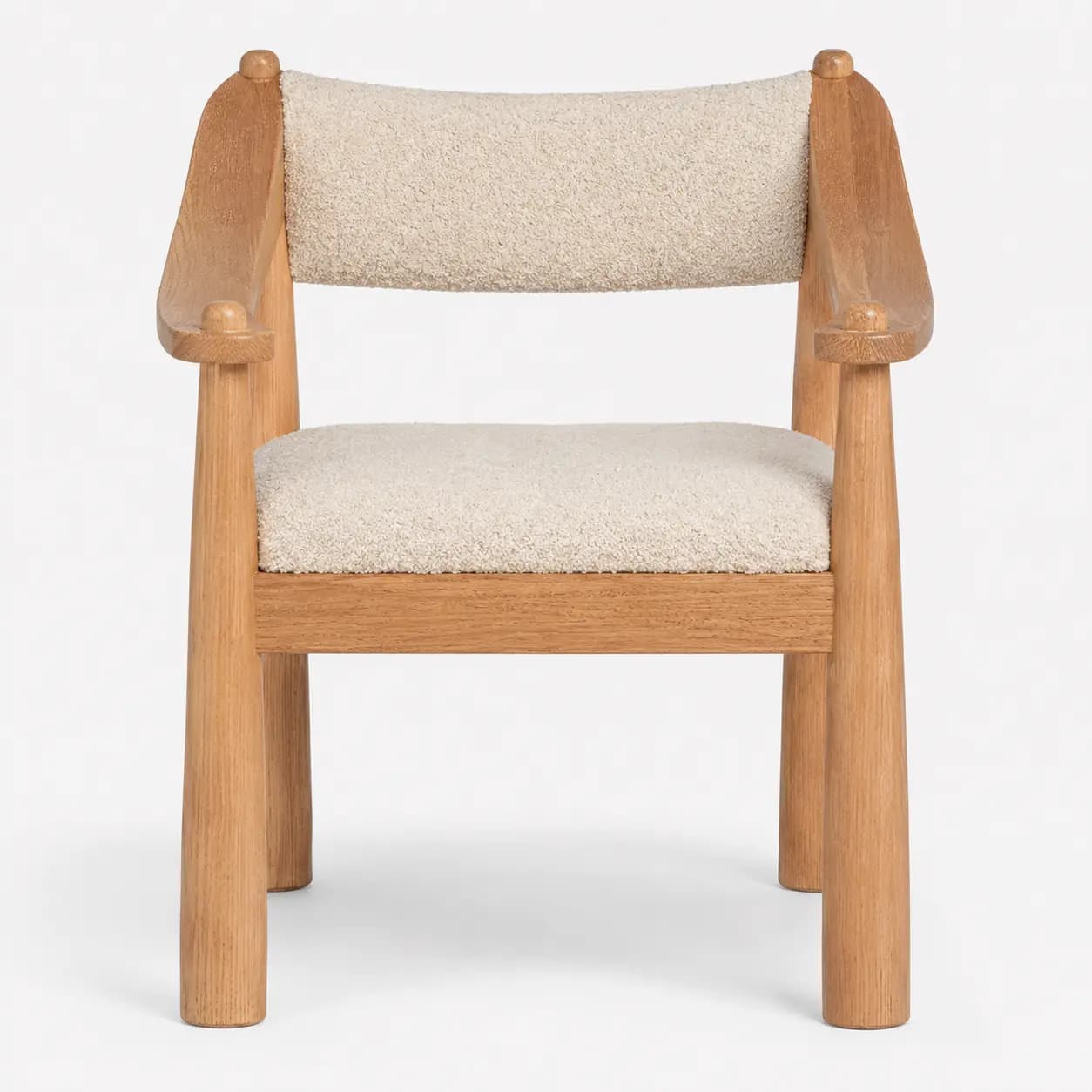 Torvane Cream Bouclé Natural Wood Accent Chair - 2