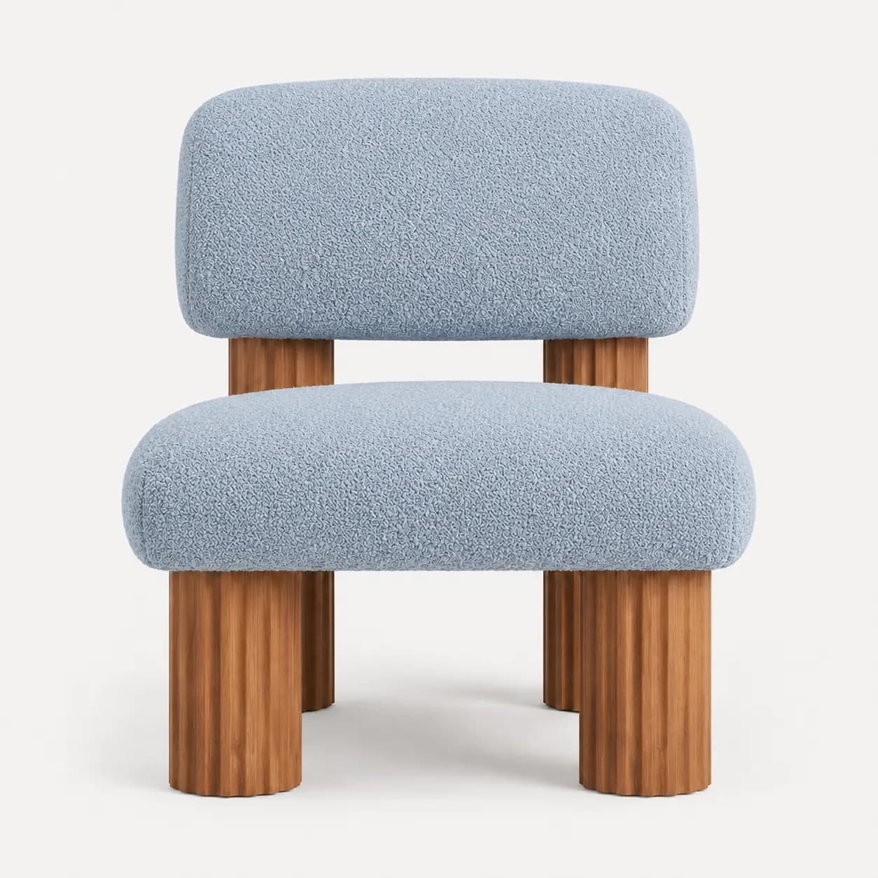 Flutara Bouclé Accent Chair with Fluted Wood Legs - 2