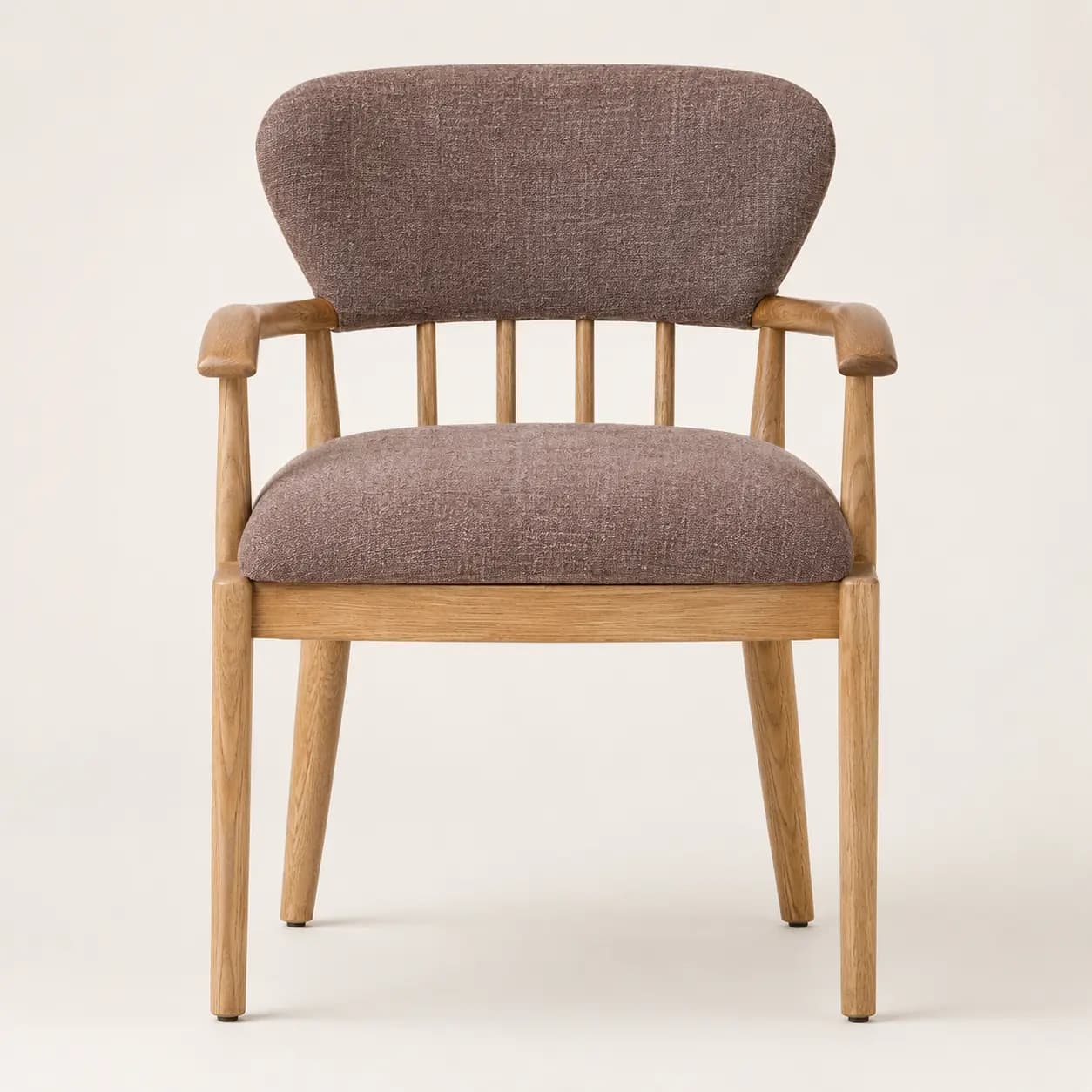 Rovarin Taupe Upholstered Wood Dining Armchair - 2