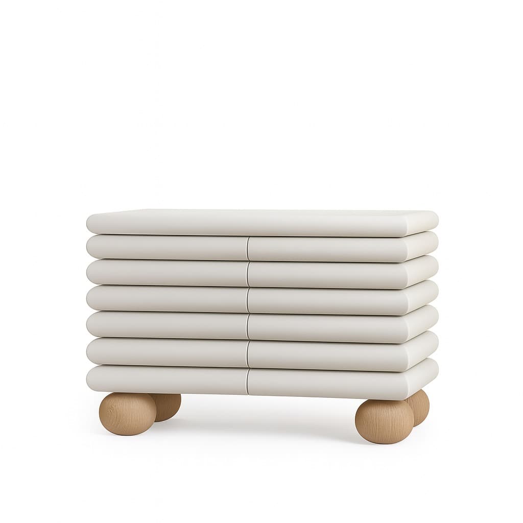 Cloudline Modern Ribbed Sideboard – 48" Wide, Rounded Oak Ball Legs - 1