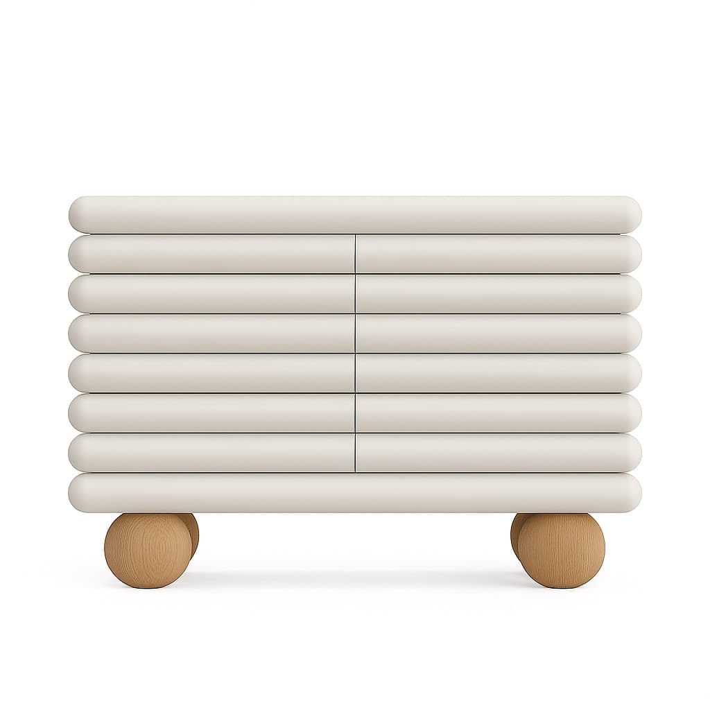 Cloudline Modern Ribbed Sideboard – 48" Wide, Rounded Oak Ball Legs - 3