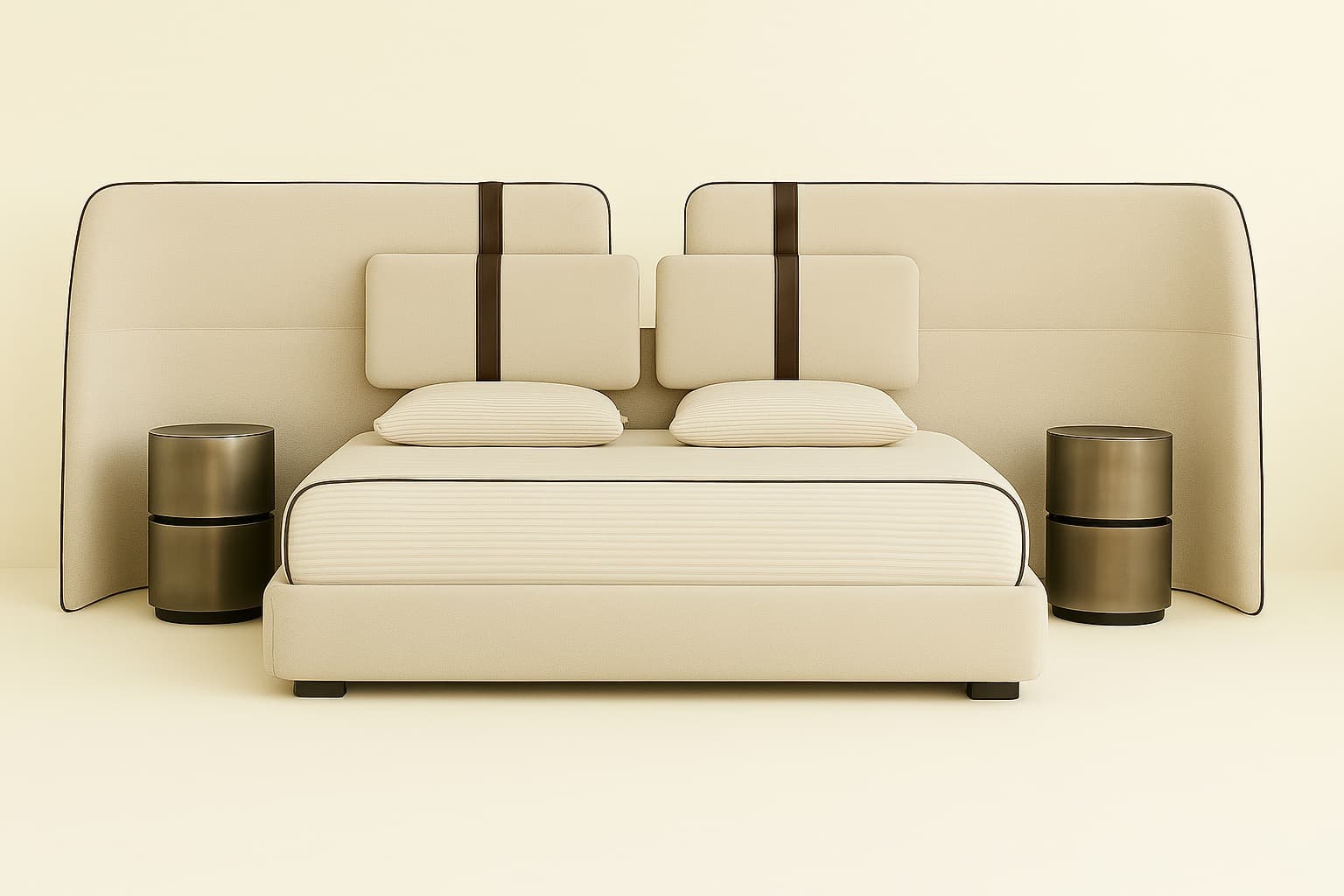 Oslo Luxe Panel Bed – Modern Upholstered Bed with Extended Headboard - 1