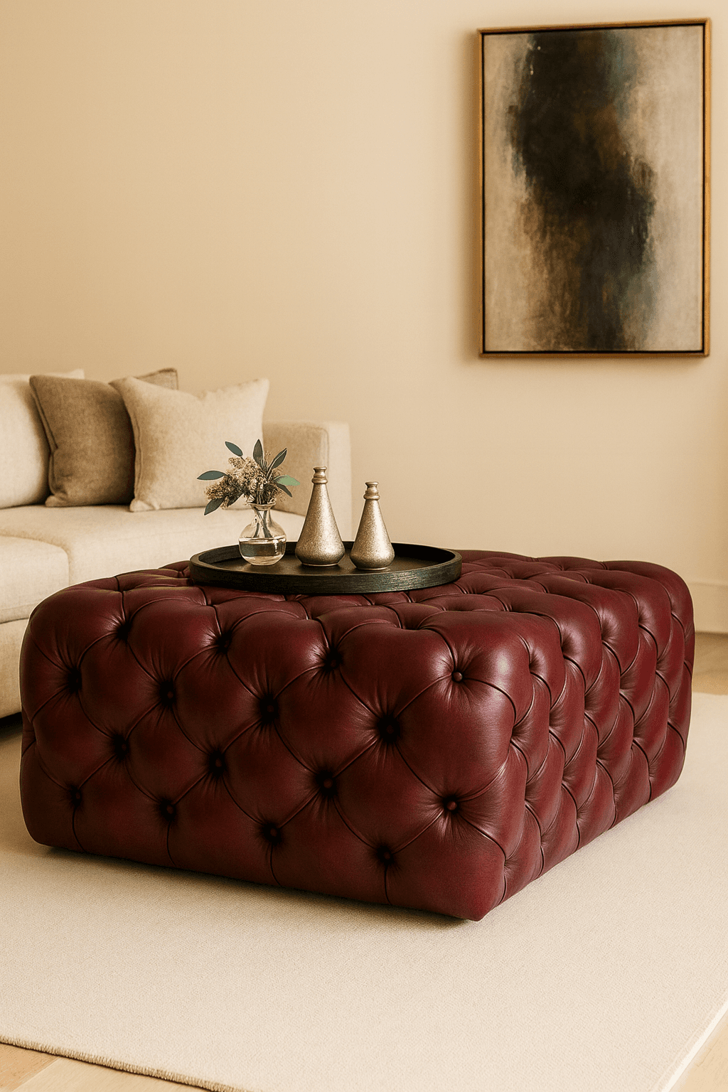 Monarch Leather Ottoman - 4