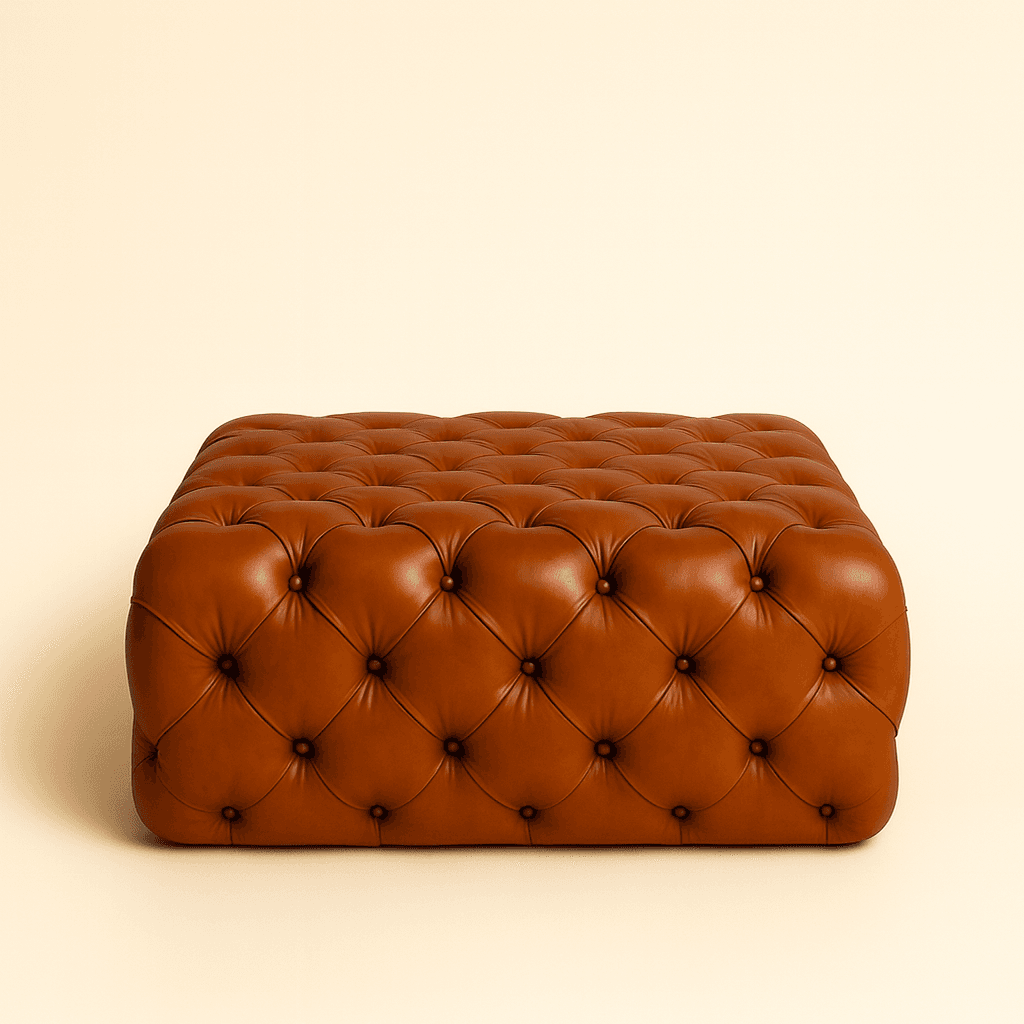 Monarch Leather Ottoman - Premium Handcrafted Furniture - View 1