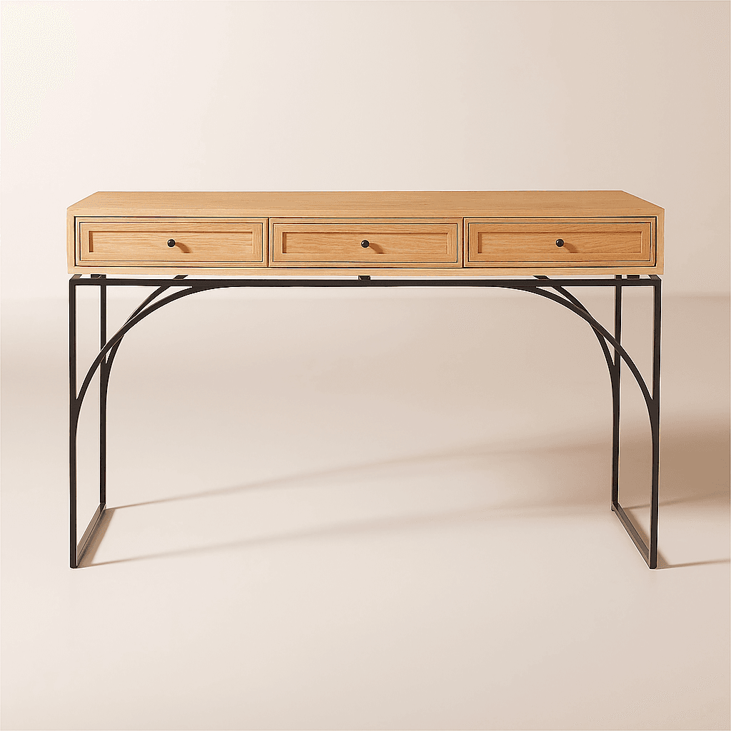 Ebony 3-Drawer Black Oak Desk - Premium Handcrafted Furniture - View 1