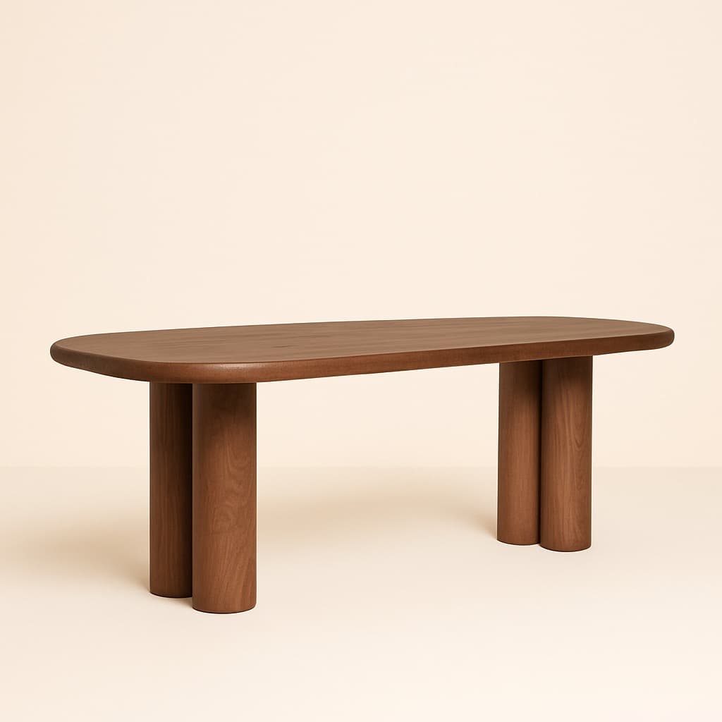 Oak Solid Wood Dining Table – 96" Modern Sculptural Design - Premium Handcrafted Furniture - View 1