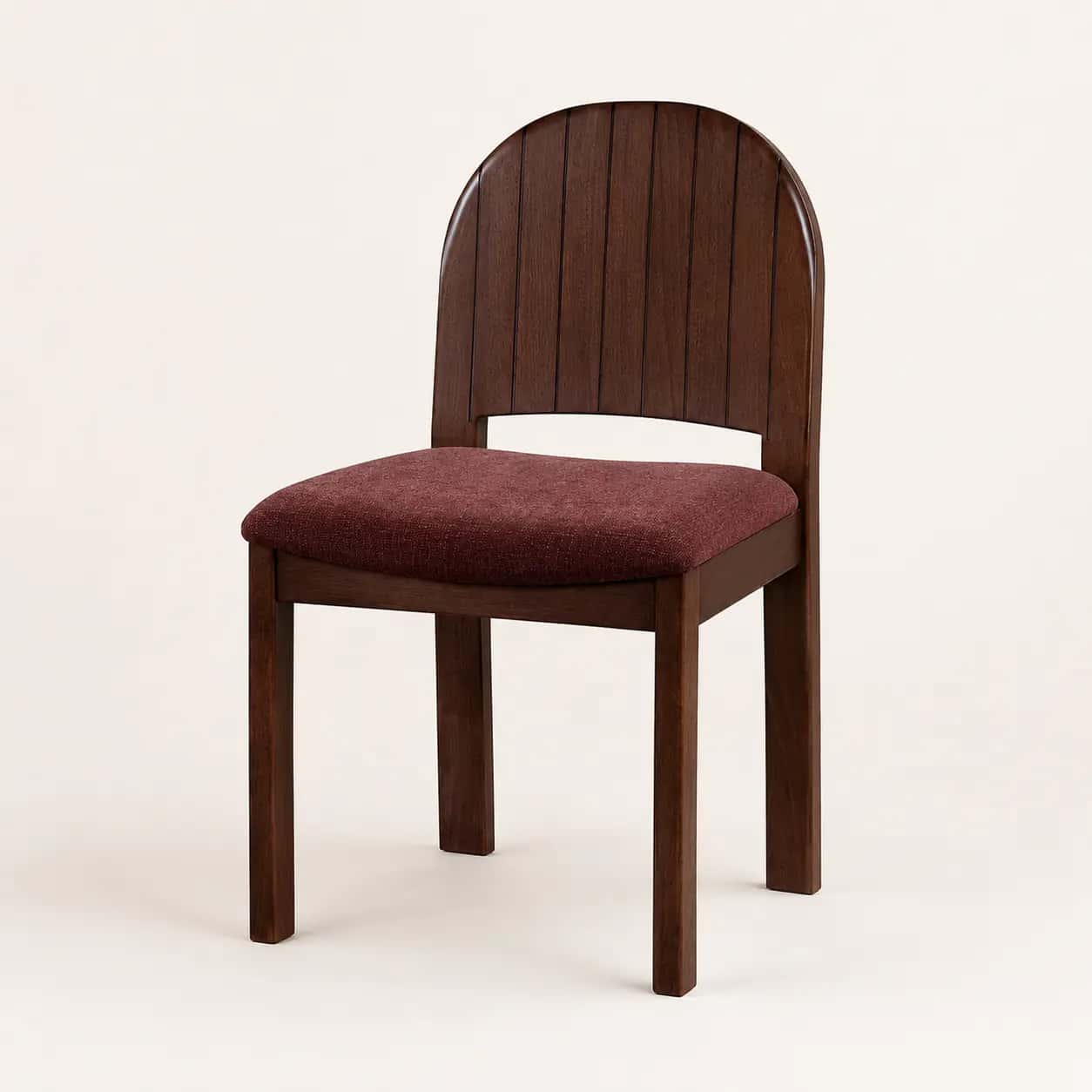 Orvelle Burgundy Upholstered Walnut Wood Dining Chair — view 1